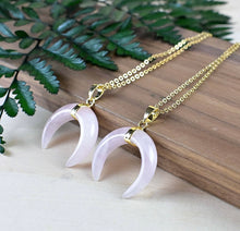 Load image into Gallery viewer, Rose Quartz Moon Necklace