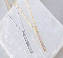 Load image into Gallery viewer, Mesa Blue Mother of Pearl Bar Necklace