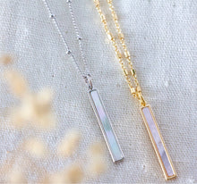 Load image into Gallery viewer, Mesa Blue Mother of Pearl Bar Necklace