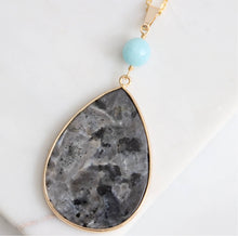 Load image into Gallery viewer, Mesa Blue Labradorite and Amazonite Long Necklace