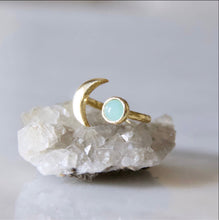 Load image into Gallery viewer, Mesa Blue Amazonite Sun and Moon Ring