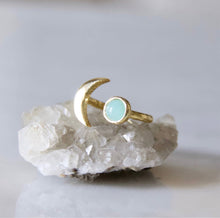 Load image into Gallery viewer, Mesa Blue Amazonite Sun and Moon Ring