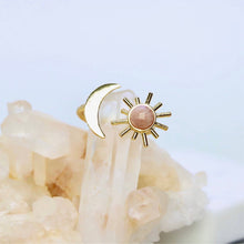 Load image into Gallery viewer, Mesa Blue Peach Moonstone Sun and Moon Ring