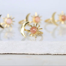 Load image into Gallery viewer, Mesa Blue Peach Moonstone Sun and Moon Ring