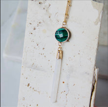 Load image into Gallery viewer, Mesa Blue Malachite and Selenite Long Necklace