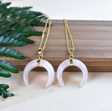 Load image into Gallery viewer, Rose Quartz Moon Necklace
