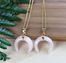 Load image into Gallery viewer, Rose Quartz Moon Necklace
