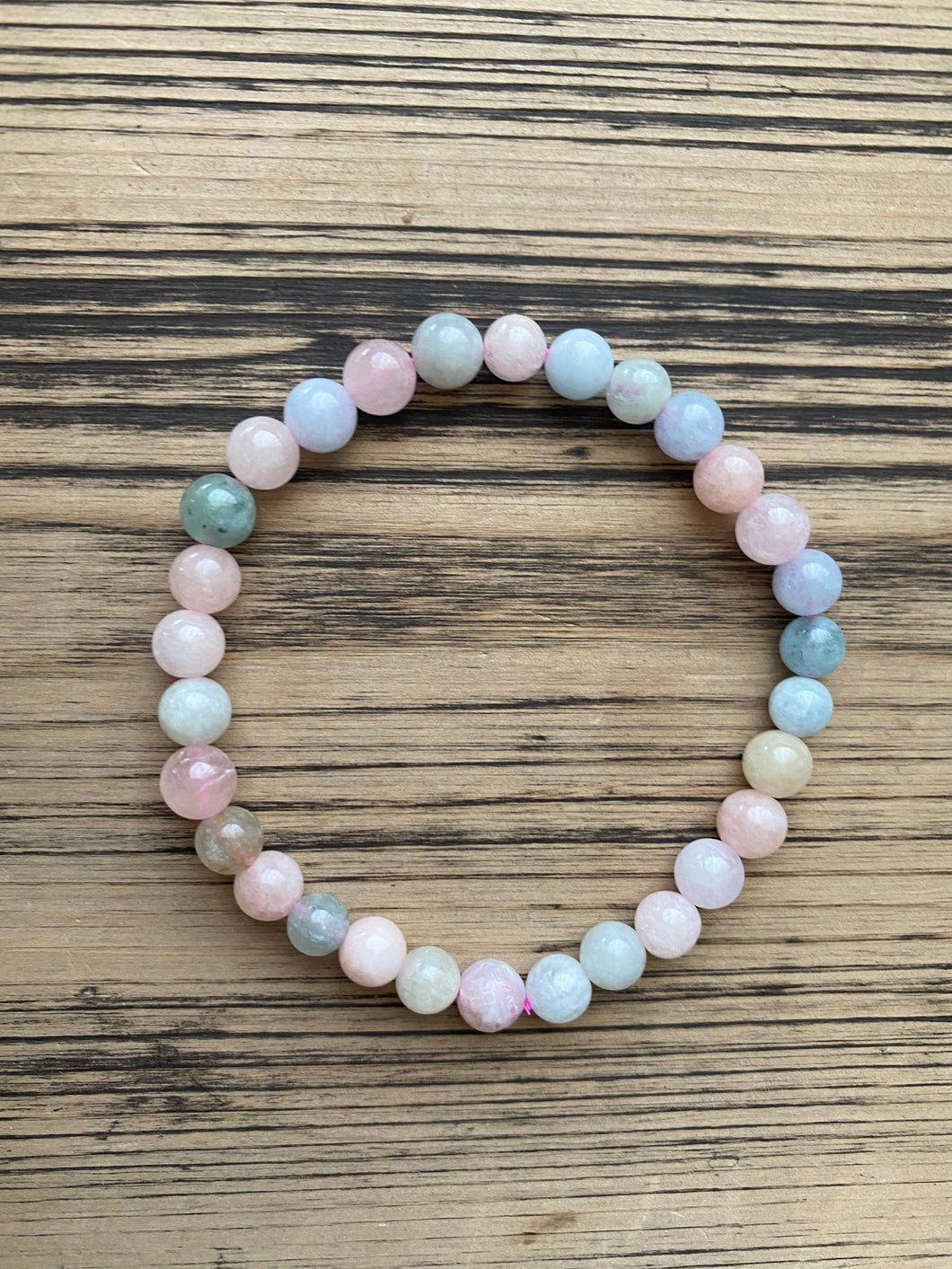 Morganite Beaded Stretch Bracelet