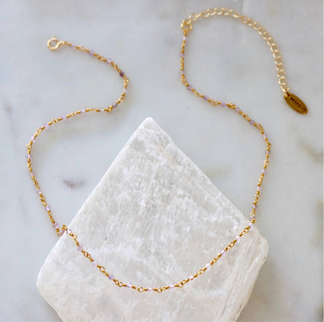 Mesa Blue Amethyst Beaded Choker Necklace
