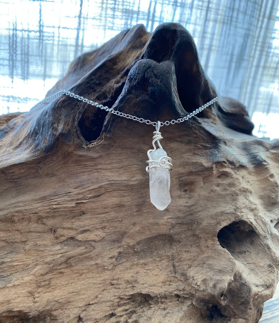 Quartz Wrapped Crystal Necklace