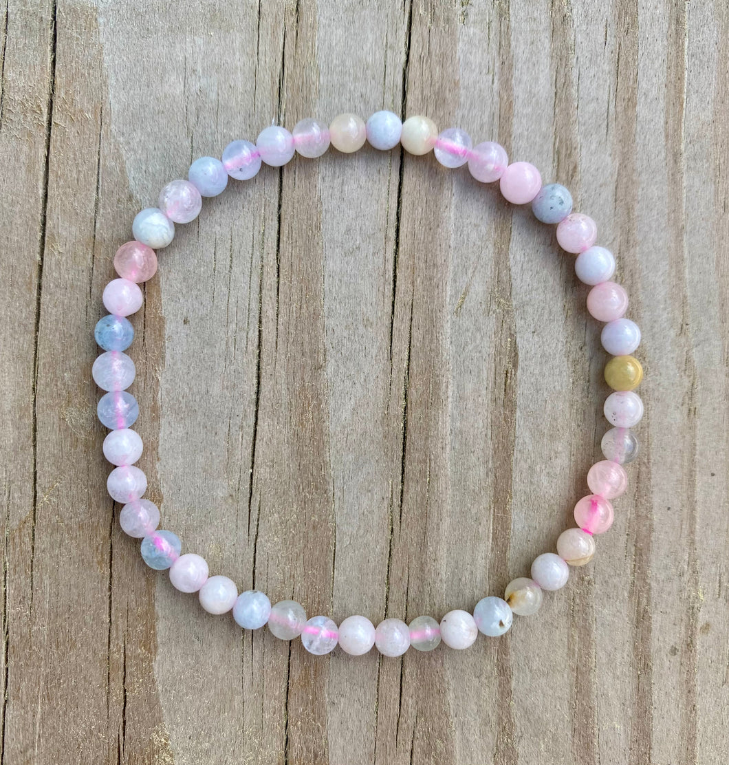 Morganite Beaded Stretch Bracelet