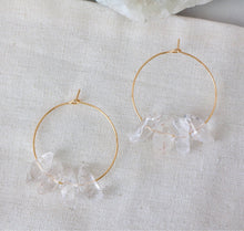 Load image into Gallery viewer, Mesa Blue Quartz Nugget Hoop 45mm Earrings
