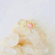 Load image into Gallery viewer, Mesa Blue Pink Coral Sun and Moon Ring
