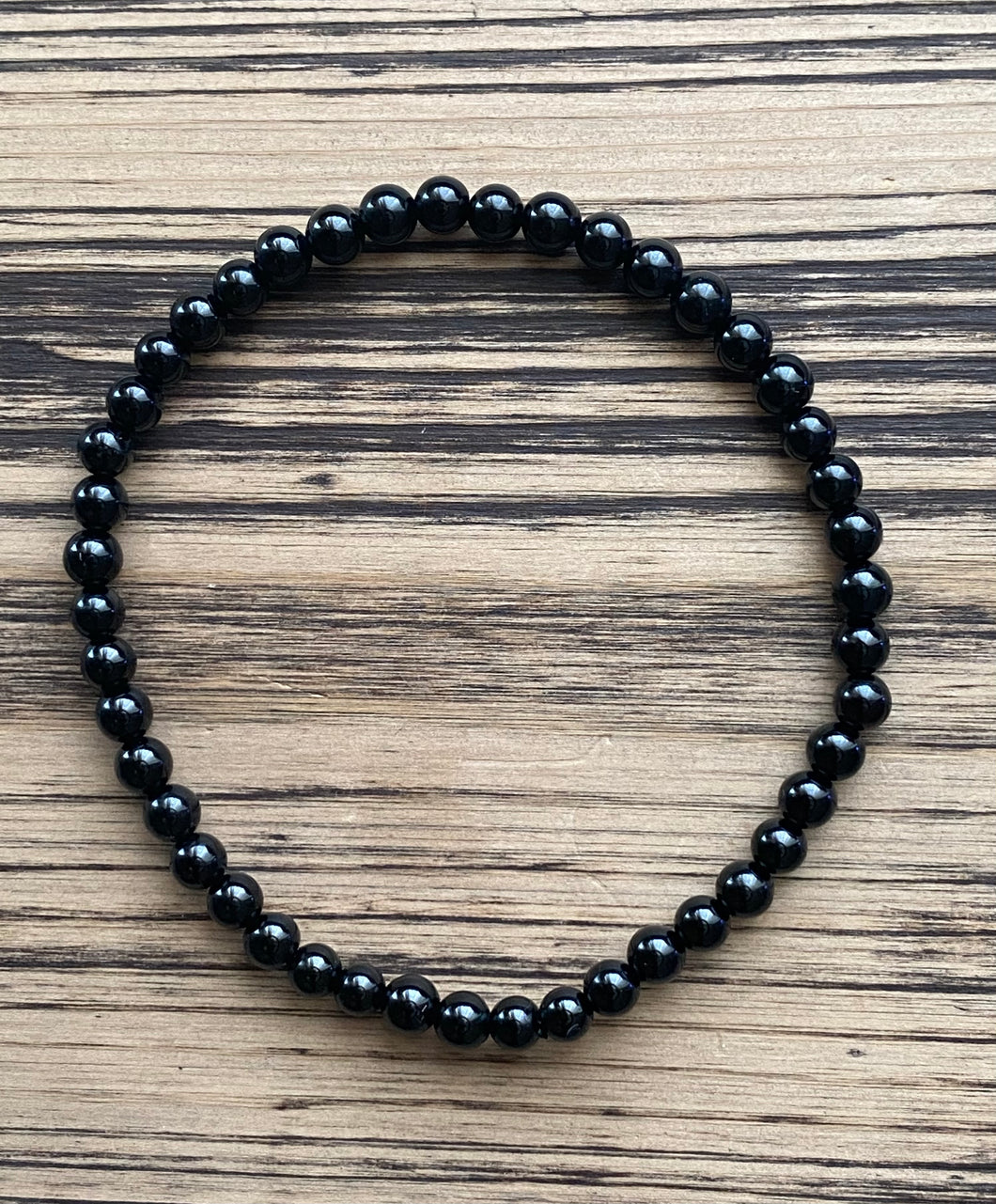 Black Tourmaline Beaded Stretch Bracelet