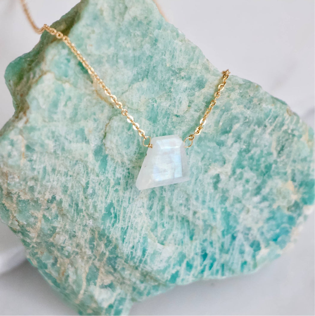 Mesa Blue Moonstone Freeform Slice Necklace