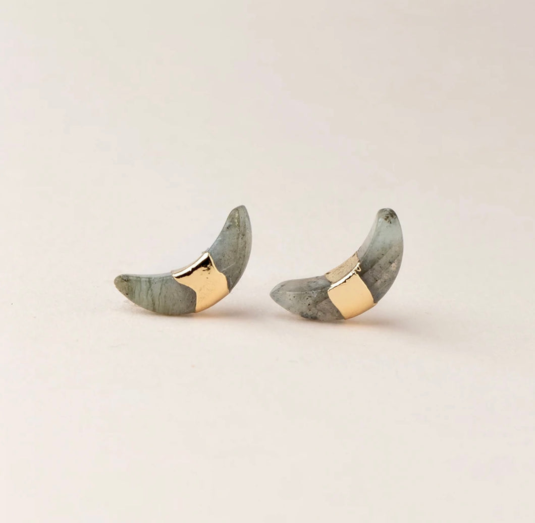 Scout Curated Wears Labradorite Crescent Moon Stud Earrings