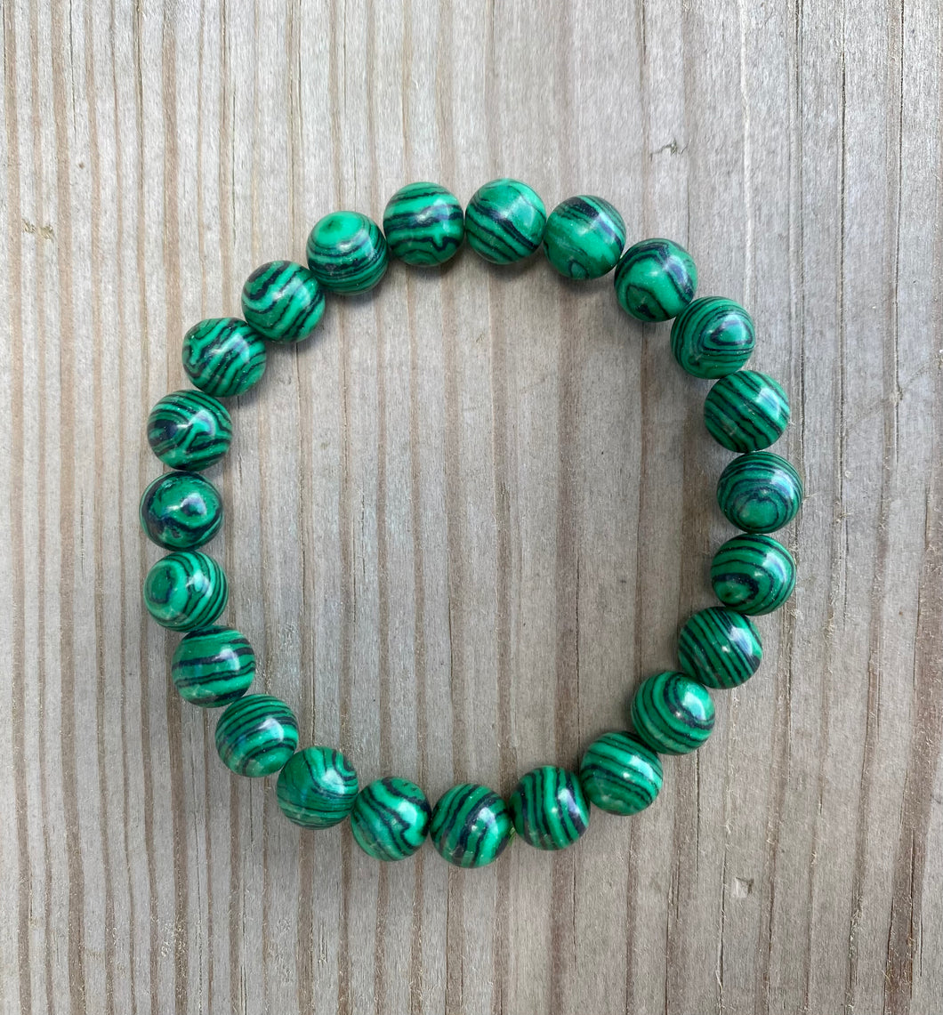 Malachite Beaded Stretch Bracelet