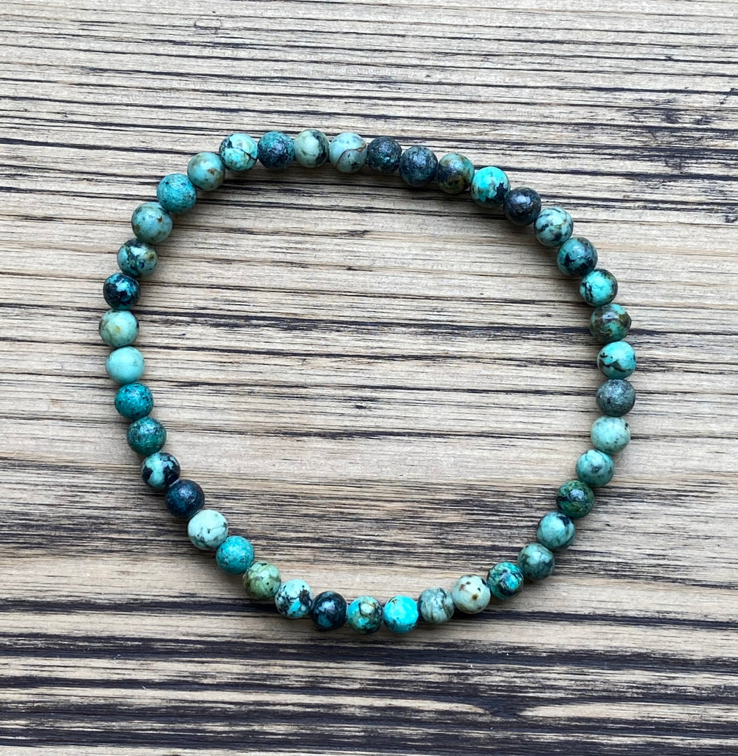 African Turquoise Beaded Stretch Bracelet
