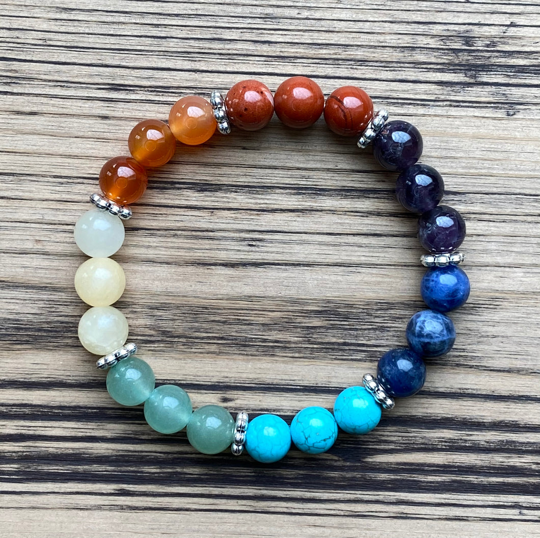Seven Chakra Beaded Stretch Bracelet