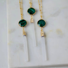 Load image into Gallery viewer, Mesa Blue Malachite and Selenite Long Necklace
