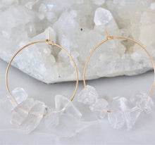 Load image into Gallery viewer, Mesa Blue Quartz Nugget Hoop 45mm Earrings
