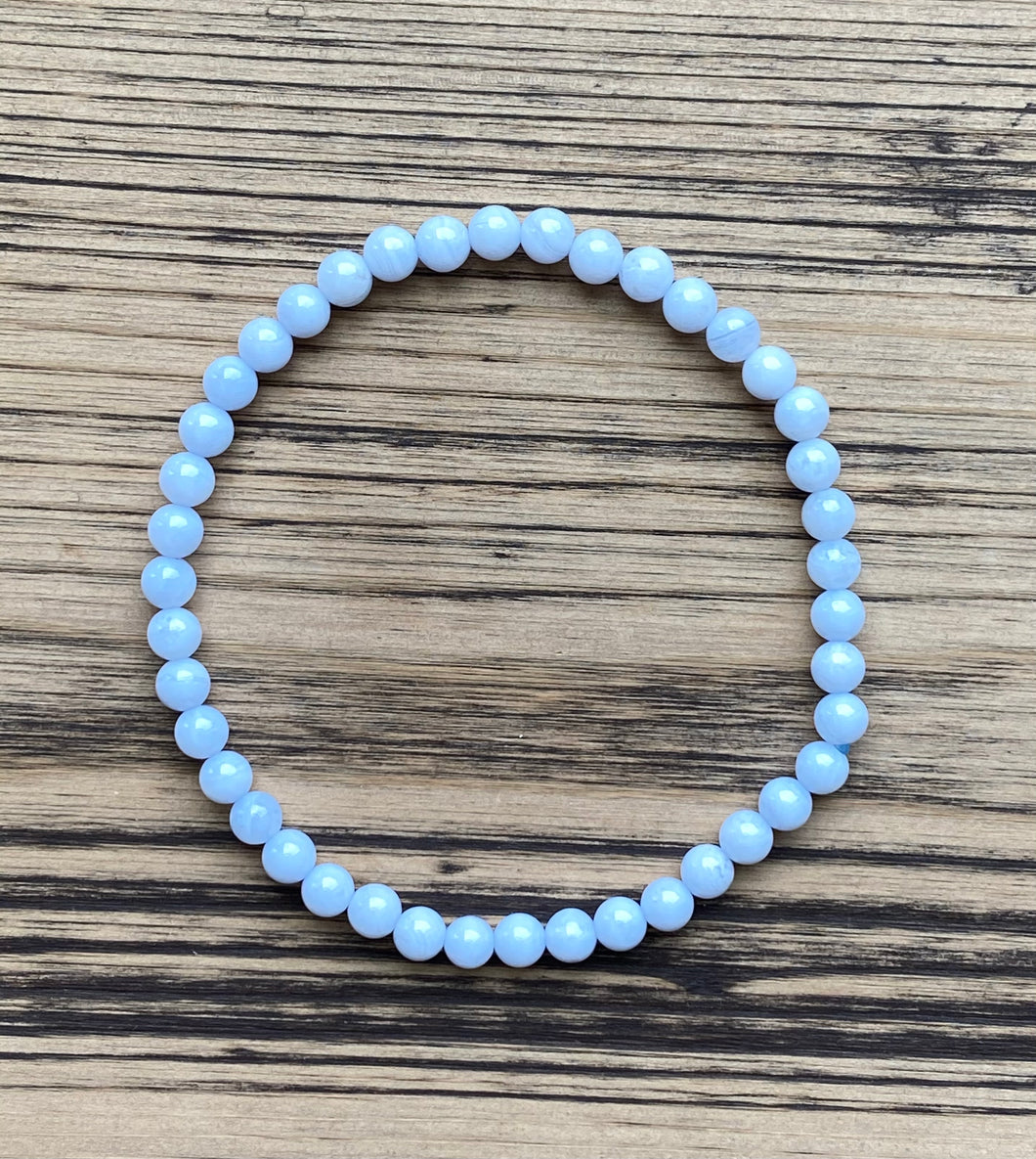 Blue Lace Agate Beaded Stretch Bracelet
