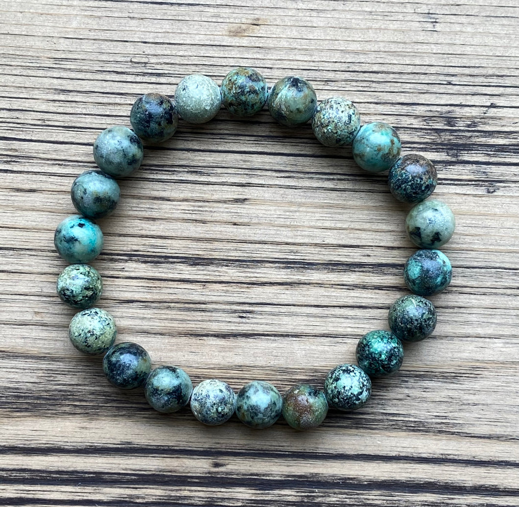 African Turquoise Beaded Stretch Bracelet