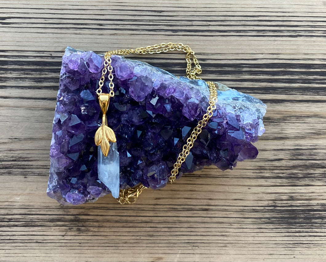 Mystic Titanium Quartz Crystal Necklace