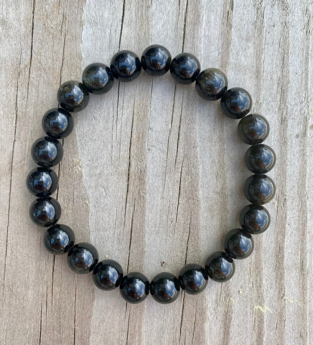 Goldsheen Obsidian Beaded Stretch Bracelet