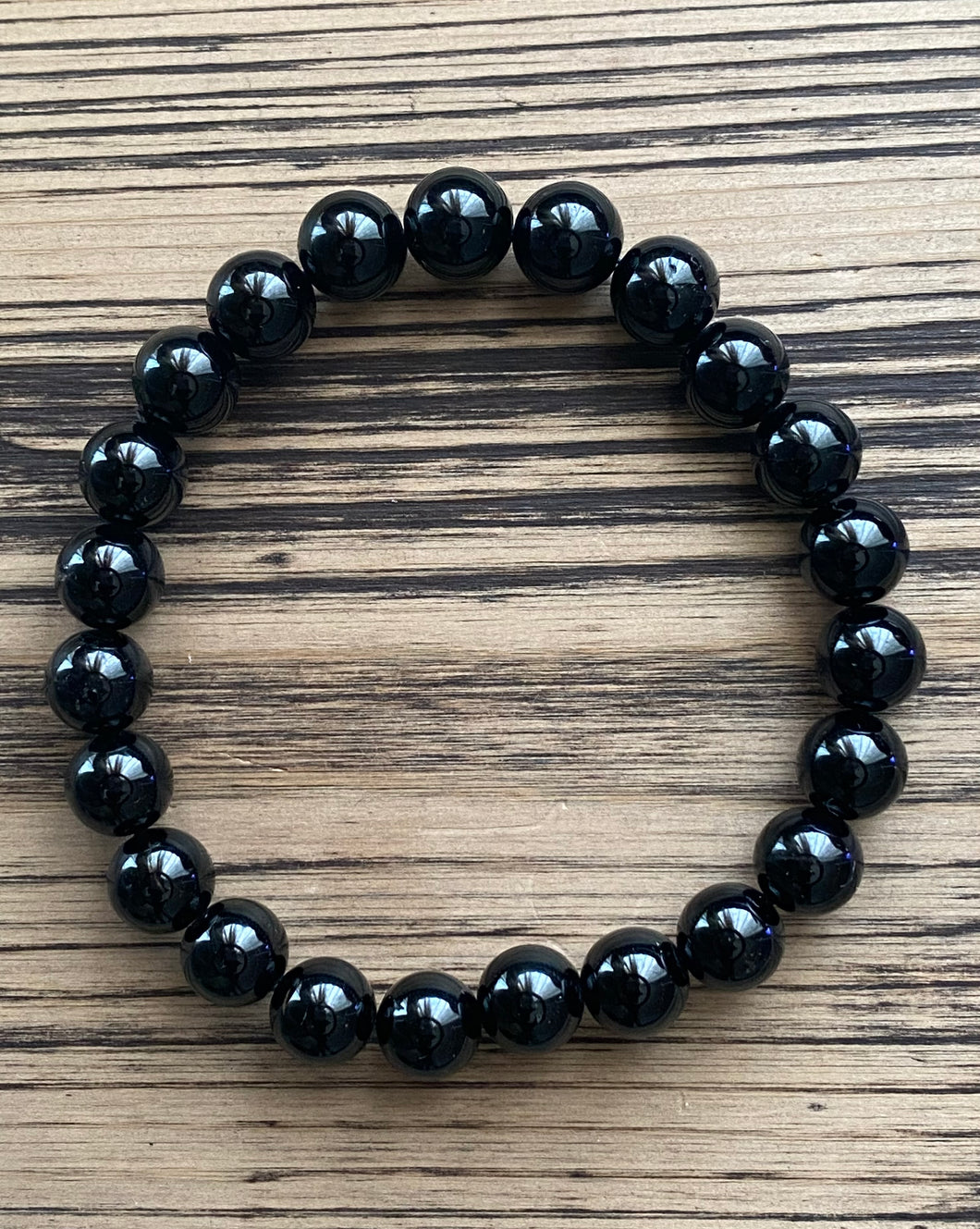 Black Tourmaline Beaded Stretch Bracelet