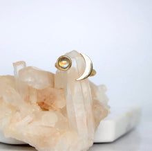 Load image into Gallery viewer, Mesa Blue Labradorite Crescent Moon Ring
