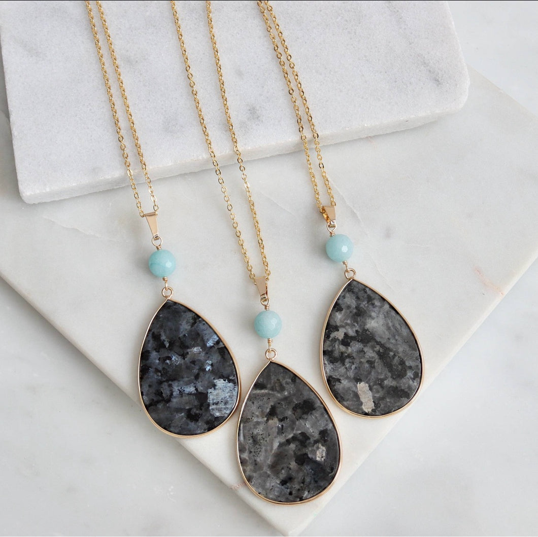 Mesa Blue Labradorite and Amazonite Long Necklace