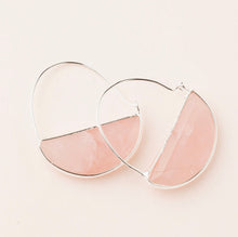 Load image into Gallery viewer, Scout Curated Wears Rose Quartz Silver Hoop Earrings
