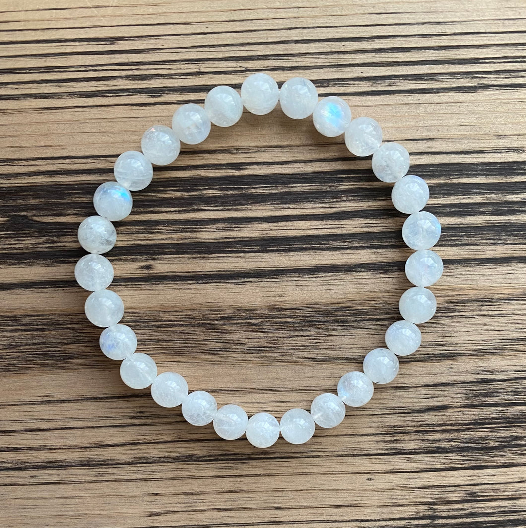 Rainbow Moonstone Beaded Stretch Bracelet