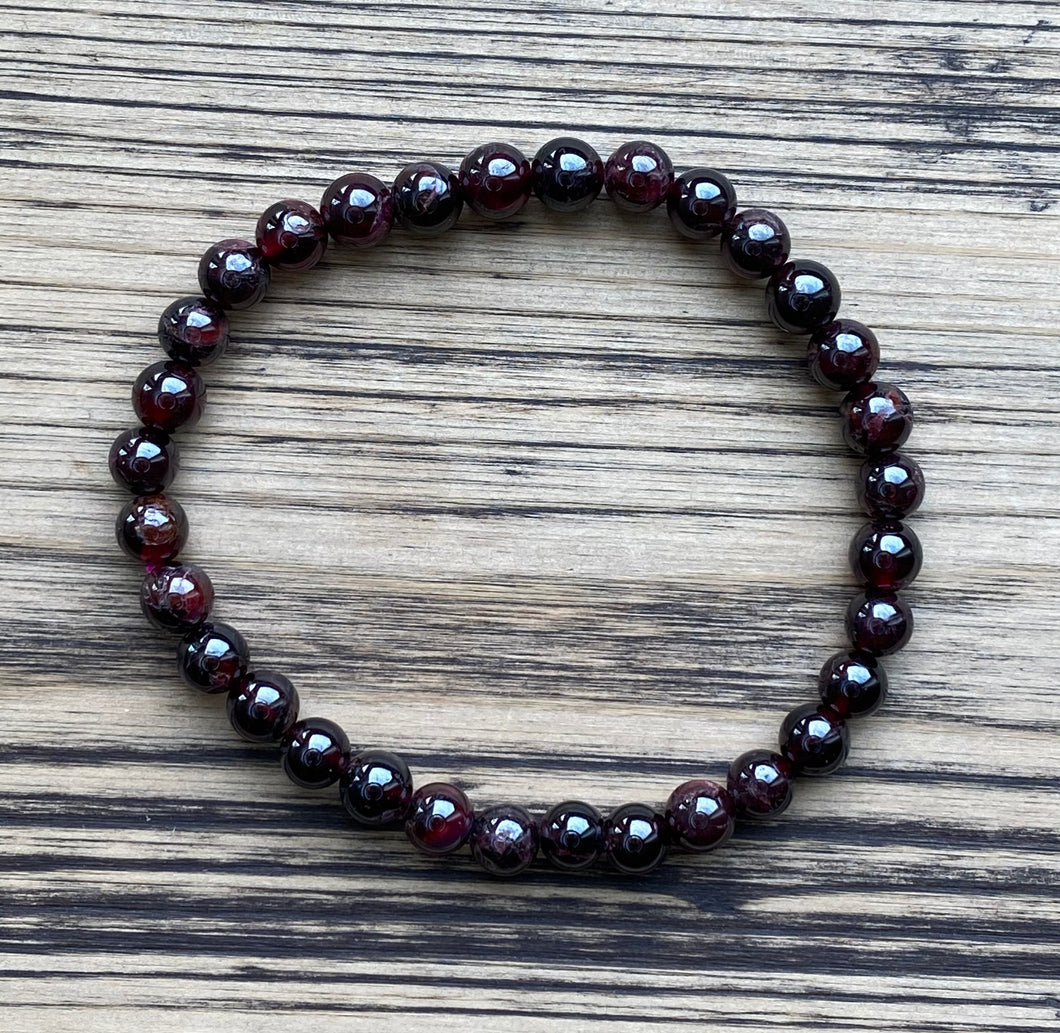 Garnet Beaded Stretch Bracelet