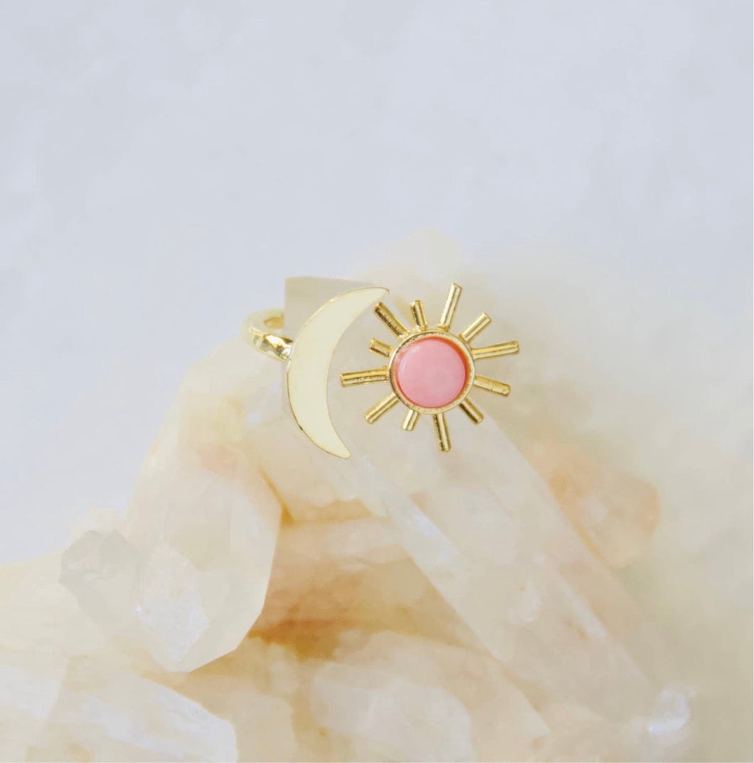 Mesa Blue Pink Coral Sun and Moon Ring