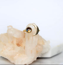 Load image into Gallery viewer, Mesa Blue Labradorite Crescent Moon Ring
