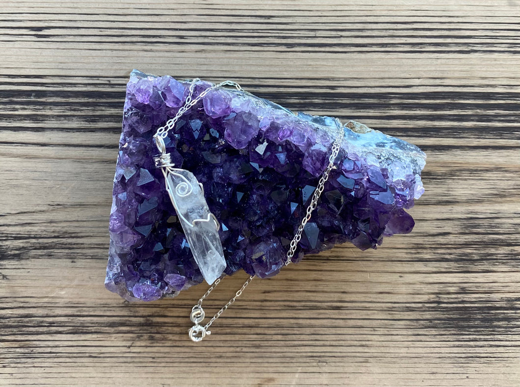 Quartz Wrapped Crystal Necklace