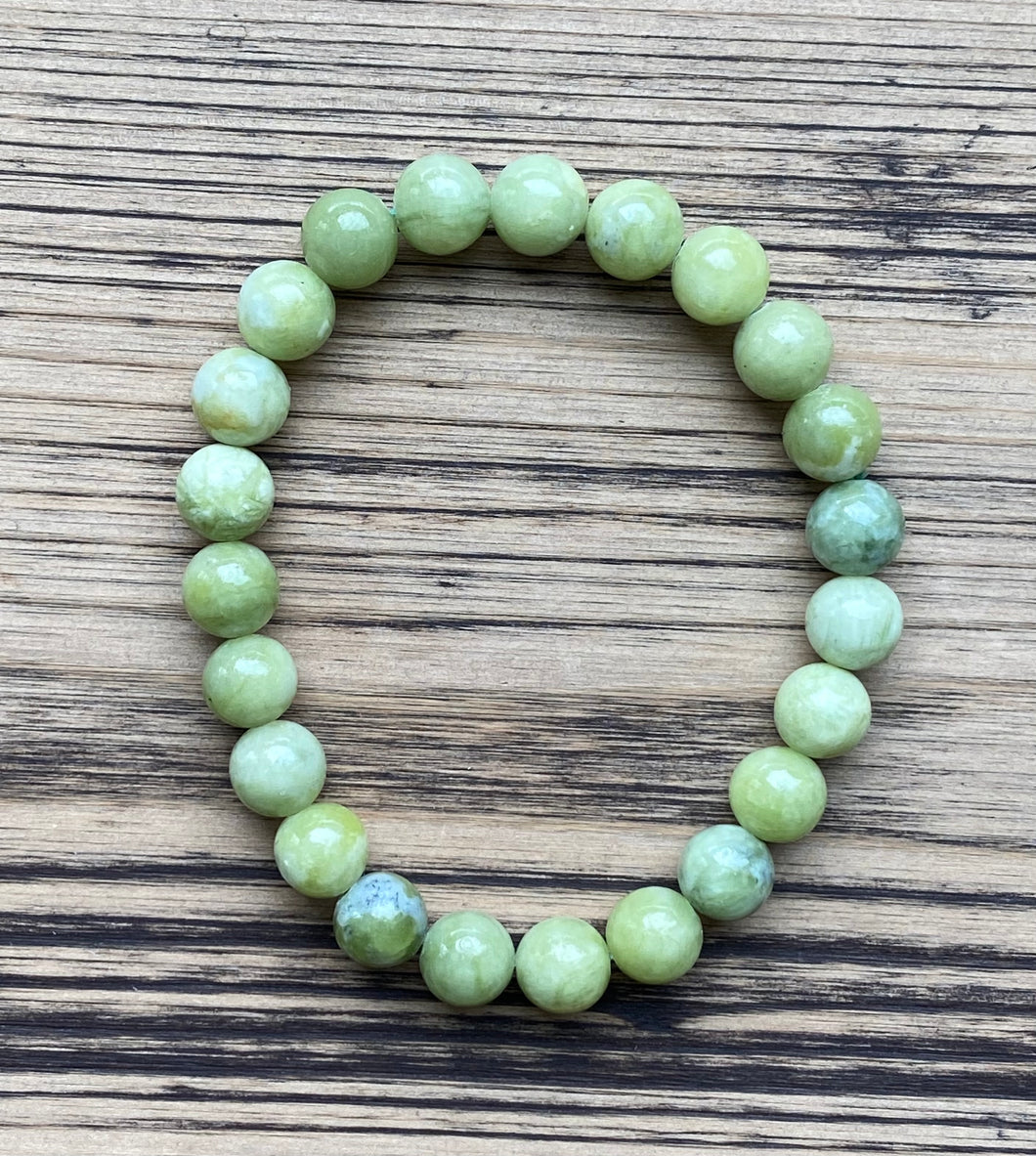Chinese Jade Beaded Stretch Bracelet