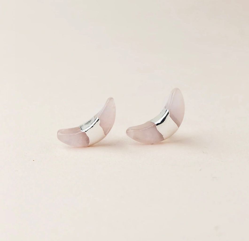 Scout Curated Wears Rose Quartz Crescent Moon Stud Earrings