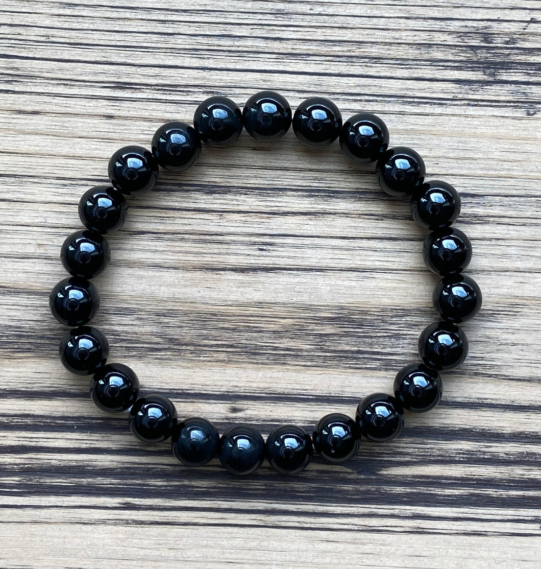 Black Onyx Beaded Stretch Bracelet