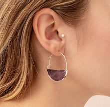 Load image into Gallery viewer, Scout Curated Wears Amethyst Silver Hoop Earrings
