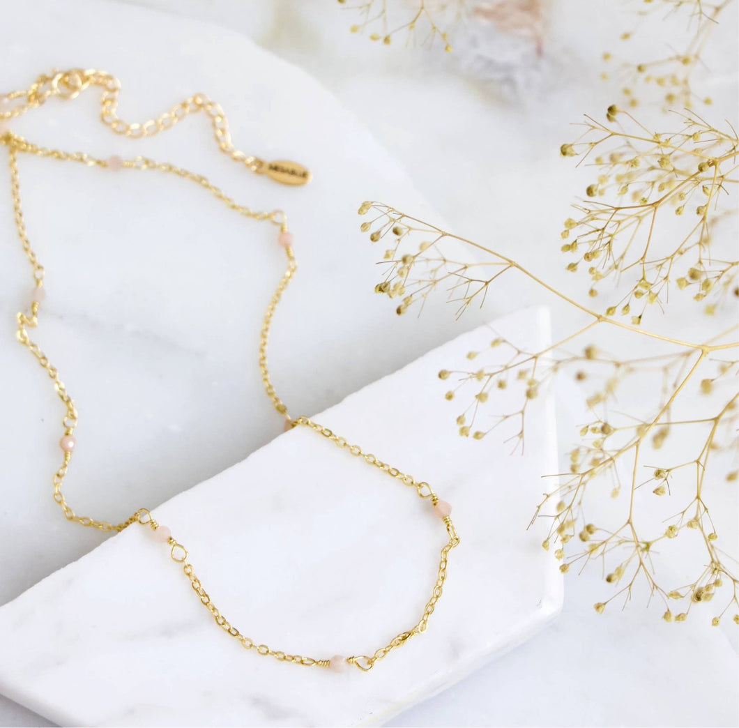 Mesa Blue Peach Moonstone Choker Necklace